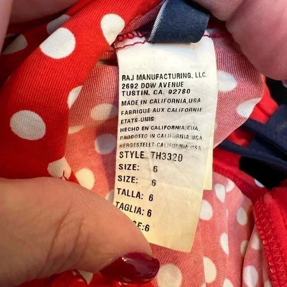 Tommy Hilfiger | Red White Navy Polkadot Halter Tie Tankini Top Size 6 Small S - Picture 7 of 9